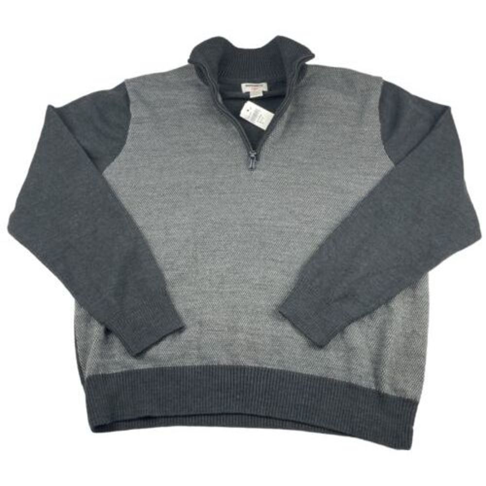 Dockers Men's‎ Grey 1/4 Zip Long sleeve Pull Over Size XL 100% Cotton Sweater